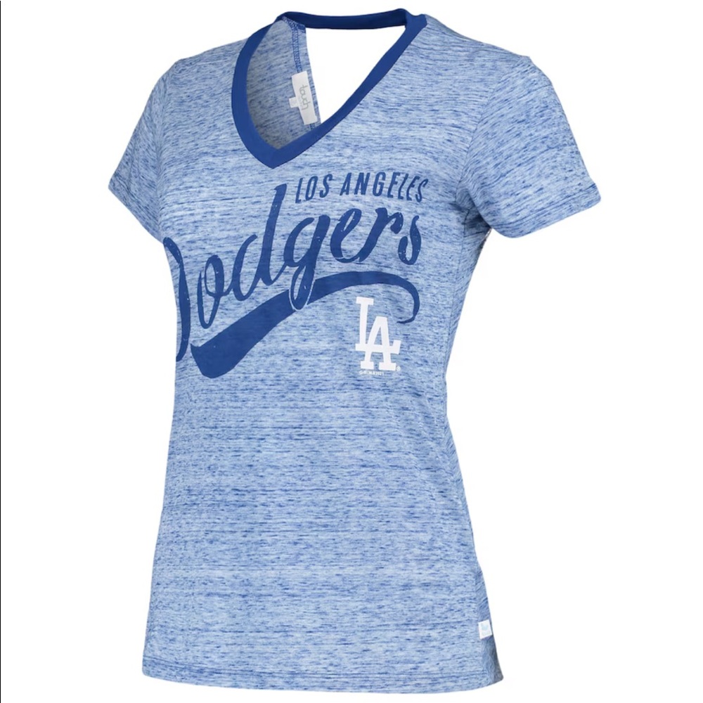 Women's LA Dodgers Touch Royal Hail Mary V-Neck Back Wrap T-Shirt NWT Sz M - Picture 3 of 4